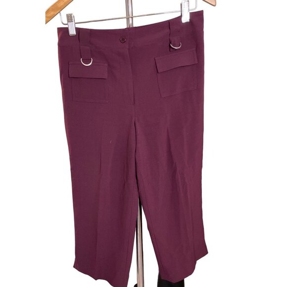 Vintage 90s Larry Levine Petite Maroon Flat Front Pants Sz 8P - Picture 1 of 9